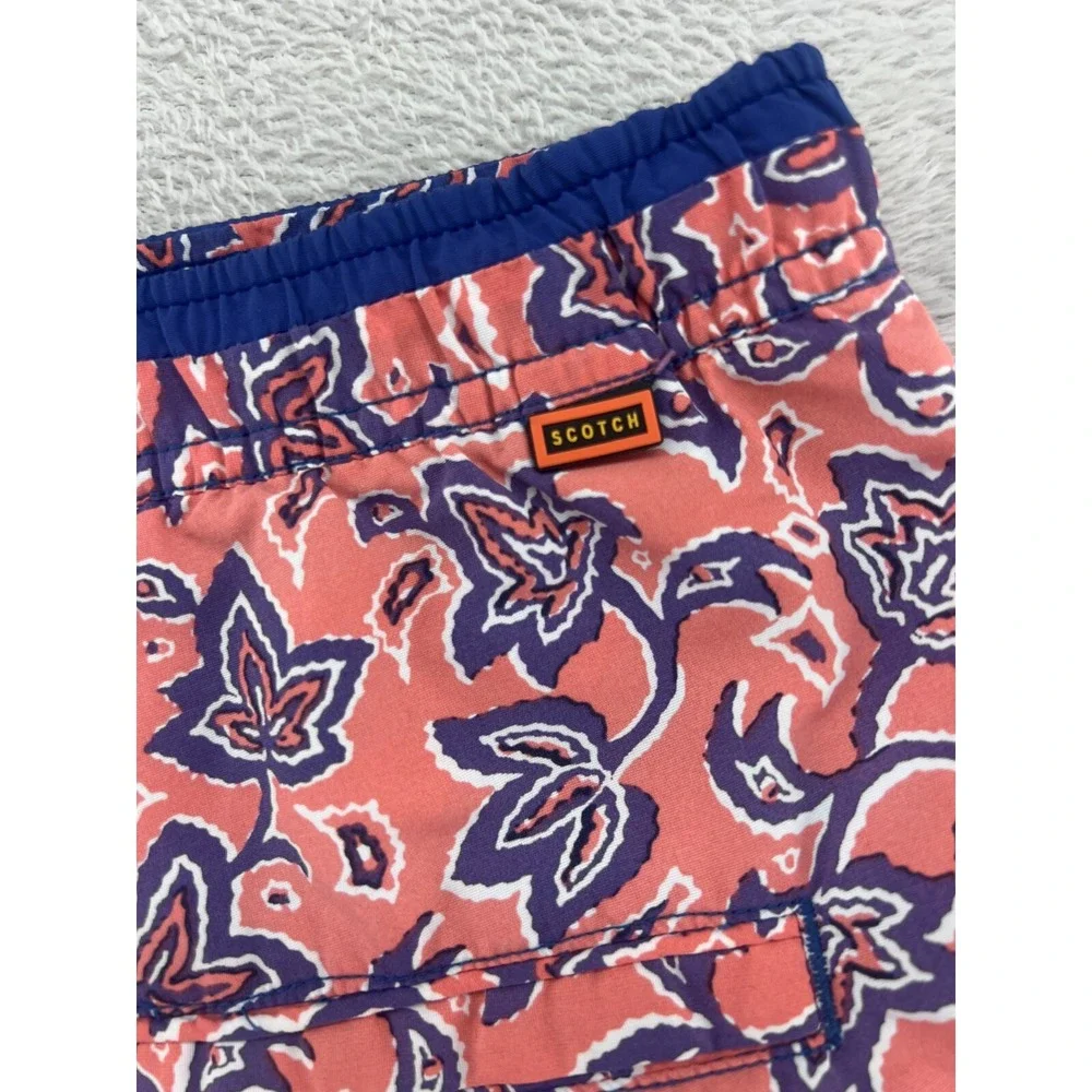 VTG Scotch & Soda Swim Trunks Mens XXL Pink Blue Floral Shorts Beach